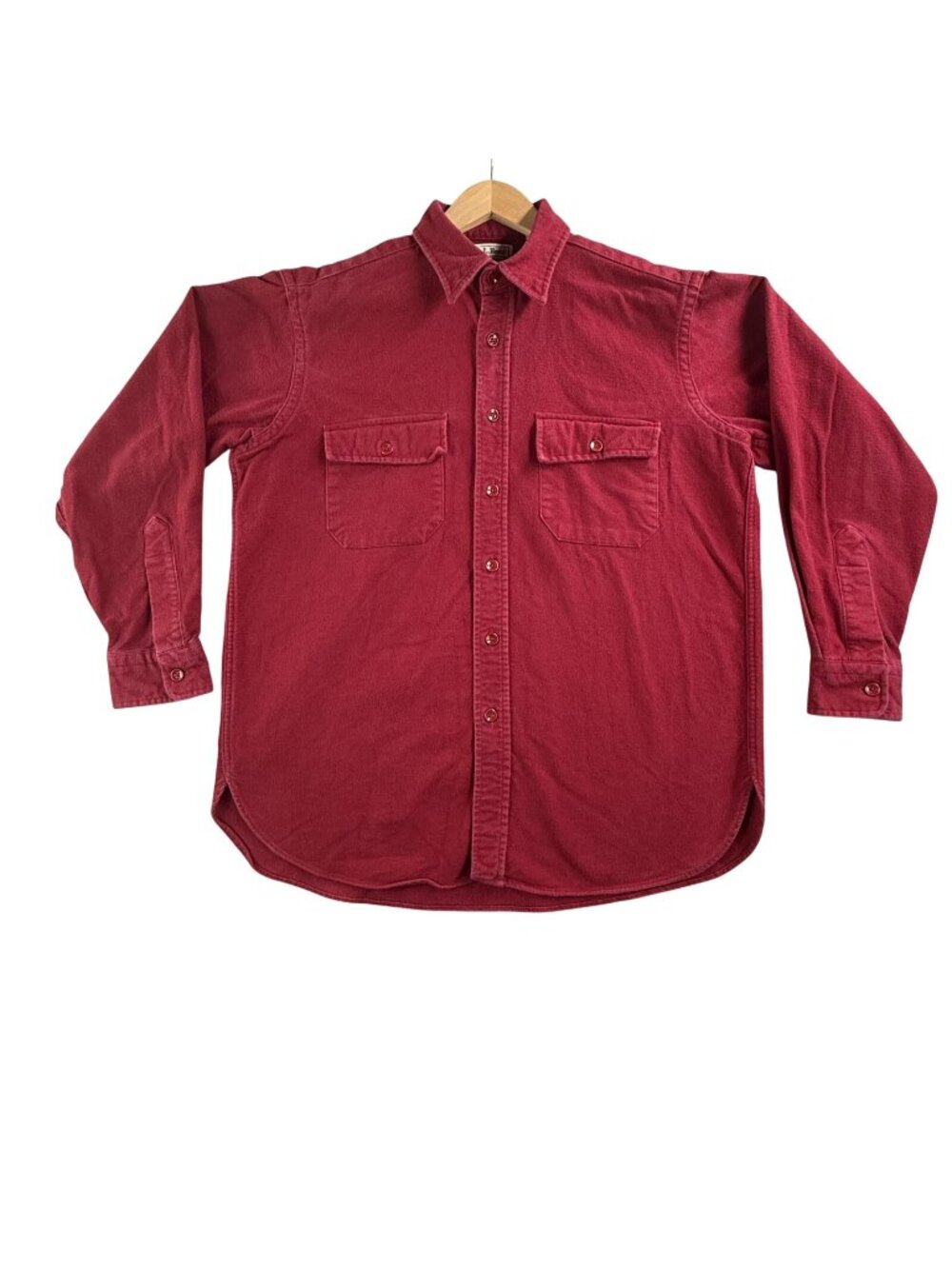 Vintage L.L. Bean Shirt Mens Large Red Chamois Flannel Button Up USA Long Sleeve